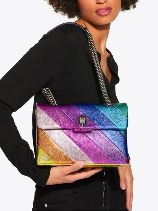 Kurt Geiger Handbags - Kurt Geiger Rainbow Diagonal Stripe Leather Shoulder Bag